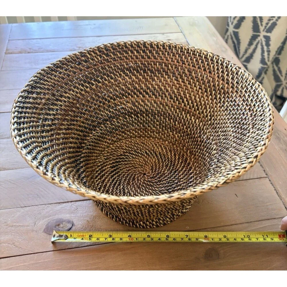 Tommy Bahama Handcrafted Woven Rattan Basket New With Tags